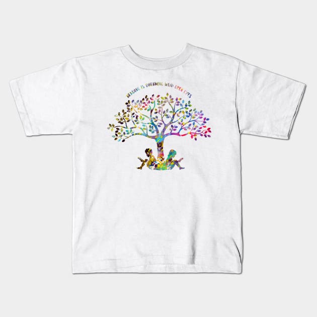 Reading is dreaming with open eyes Kids T-Shirt by erzebeth